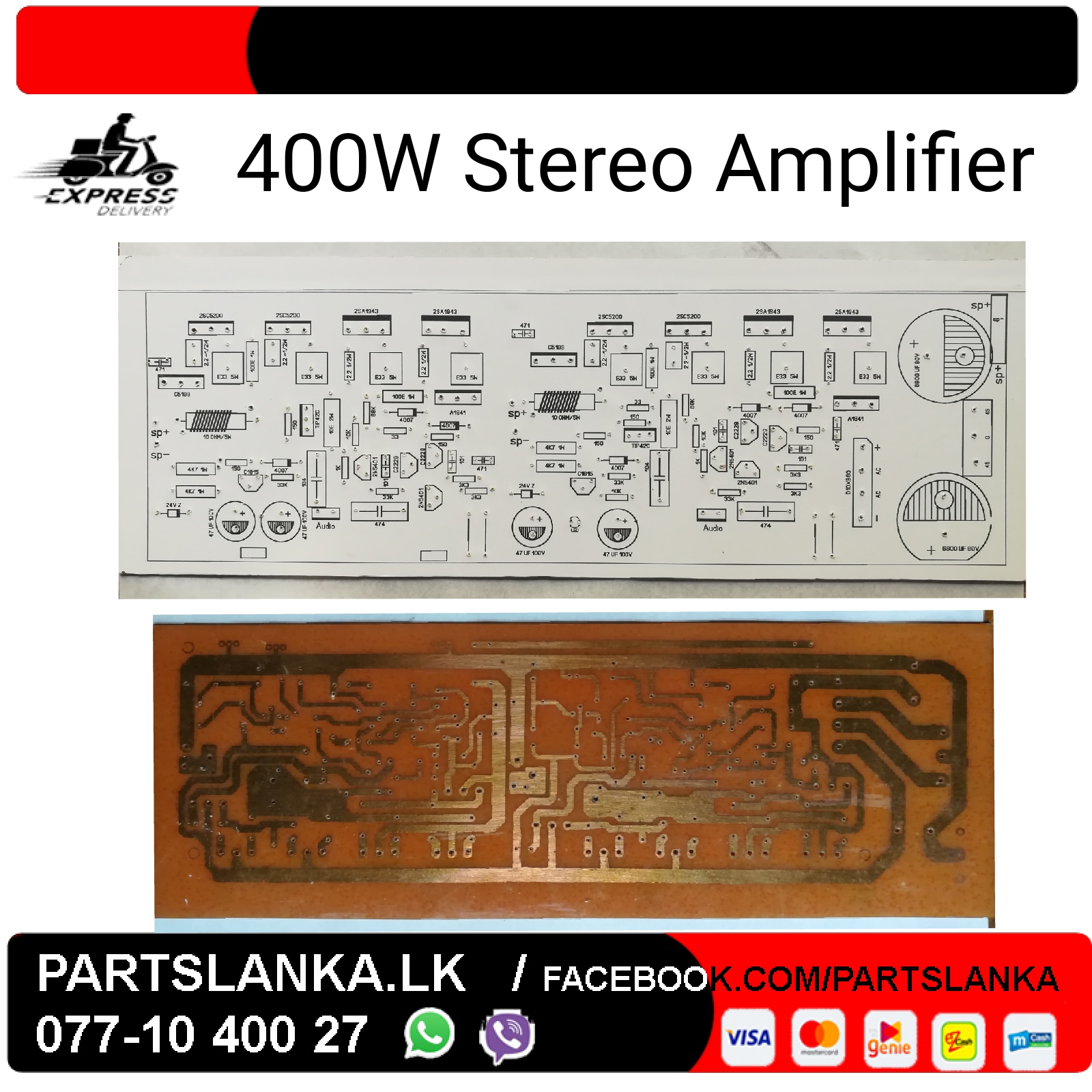 400W STEREO AMPLIFIER PCB