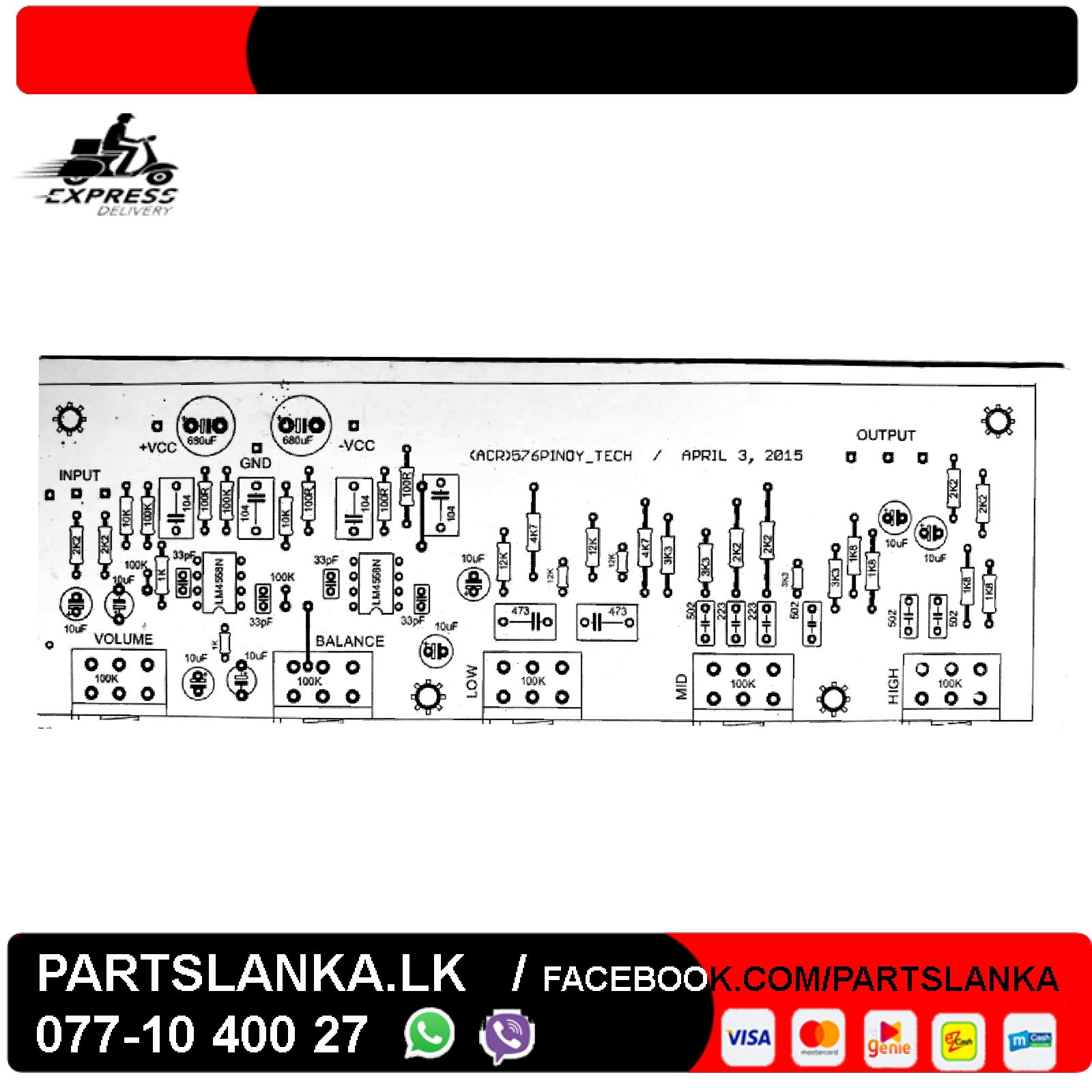 4558 stereo pre amp pcb